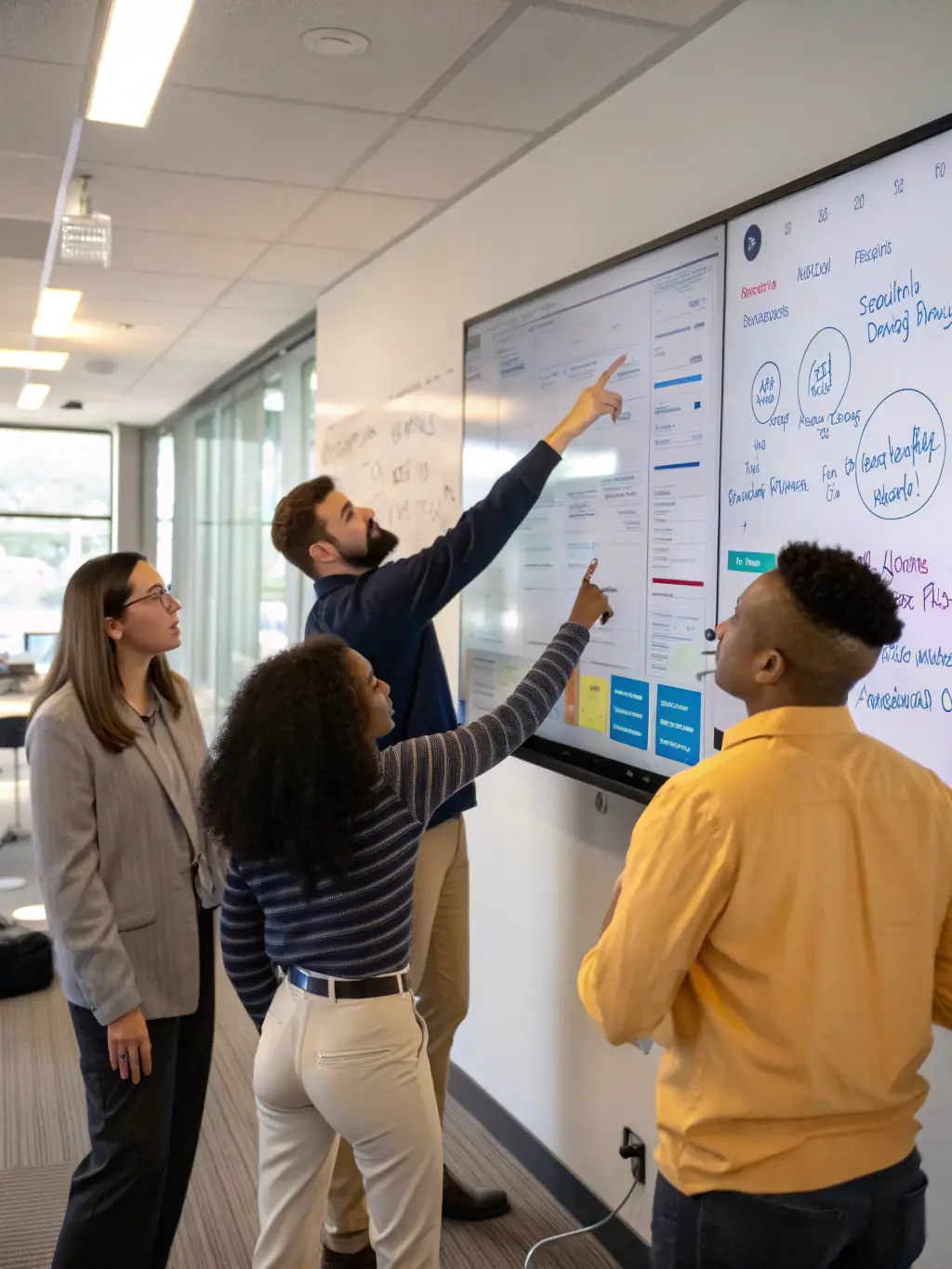 A picture of a team reviewing key performance indicators (KPIs) on a dashboard, highlighting the importance of data-driven decisions.